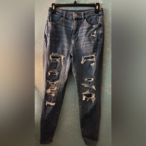 American Eagle Curvy Hi-Rise Jeggings Distressed
